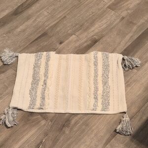 Chic Cream and Gray Tassel Accent Pillow